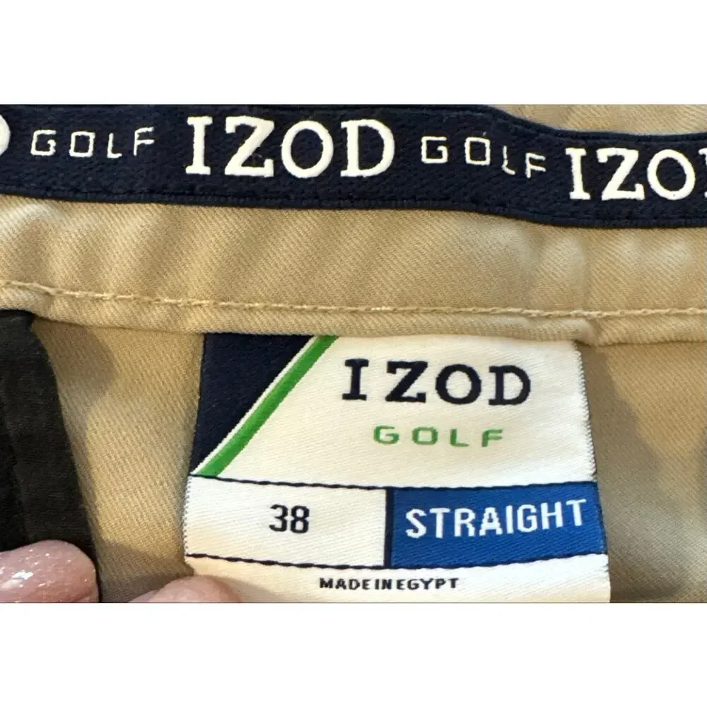IZOD Golf Shorts Men’s 38 Khaki Straight Fit Performance Flat Front